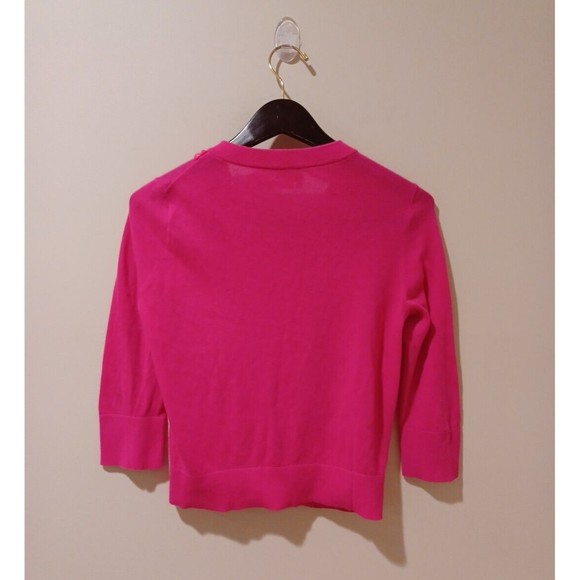 Kate Spade Kati Barbie Pink 3/4 Sleeve Cardigan Studded Trim Sweater Size S Y2K - Picture 5 of 8